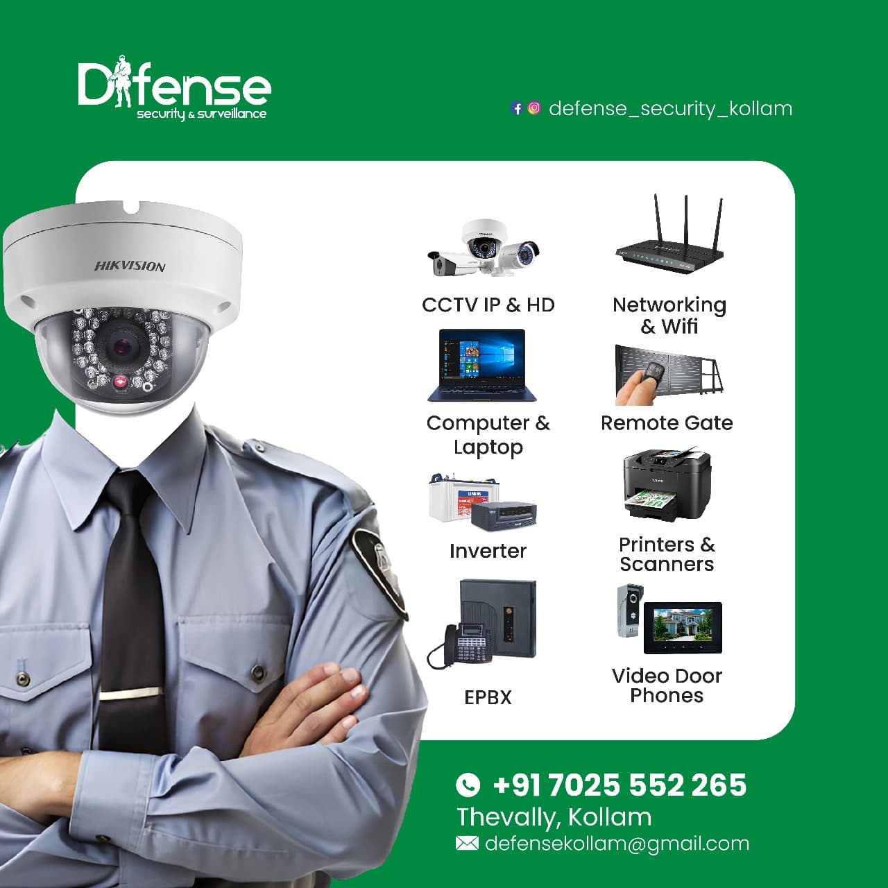 Defense Security Systems - Premier CCTV surveillance and electronic security solutions in Thevally Kollam Kerala