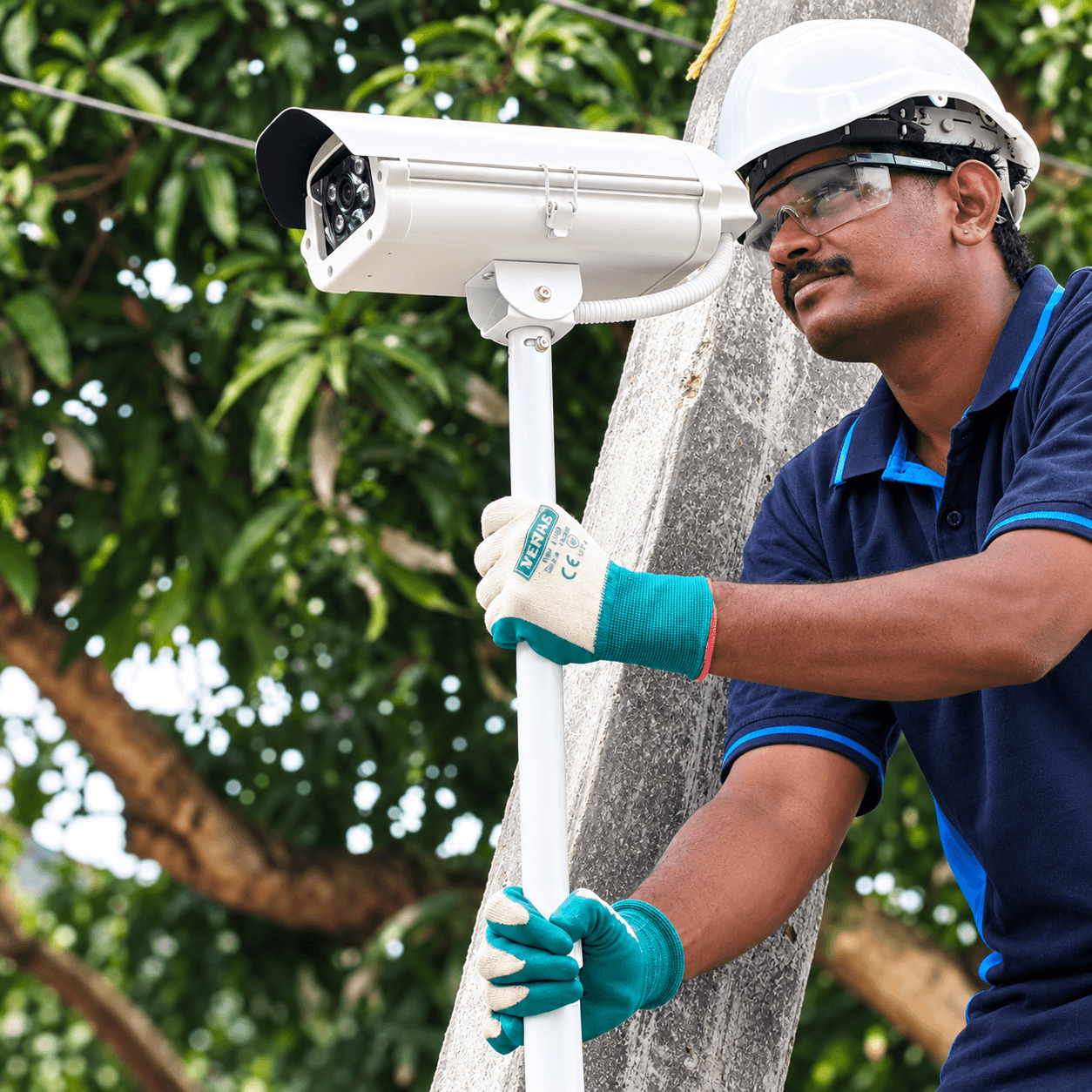HD IP CCTV camera installation and conduit wiring by Defense Security Systems in Thevally, Kollam, Kerala